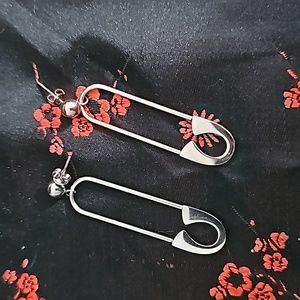 Silver Safety Pin Earrings
